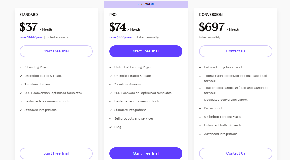 Leadpages Pricing Plans