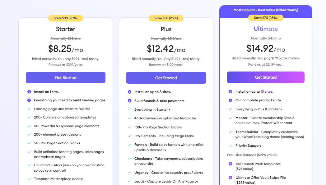 OptimizePress Plans