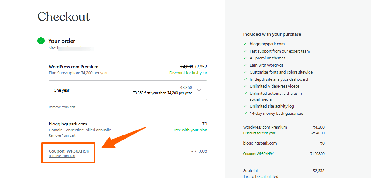 Apply WordPress coupon code